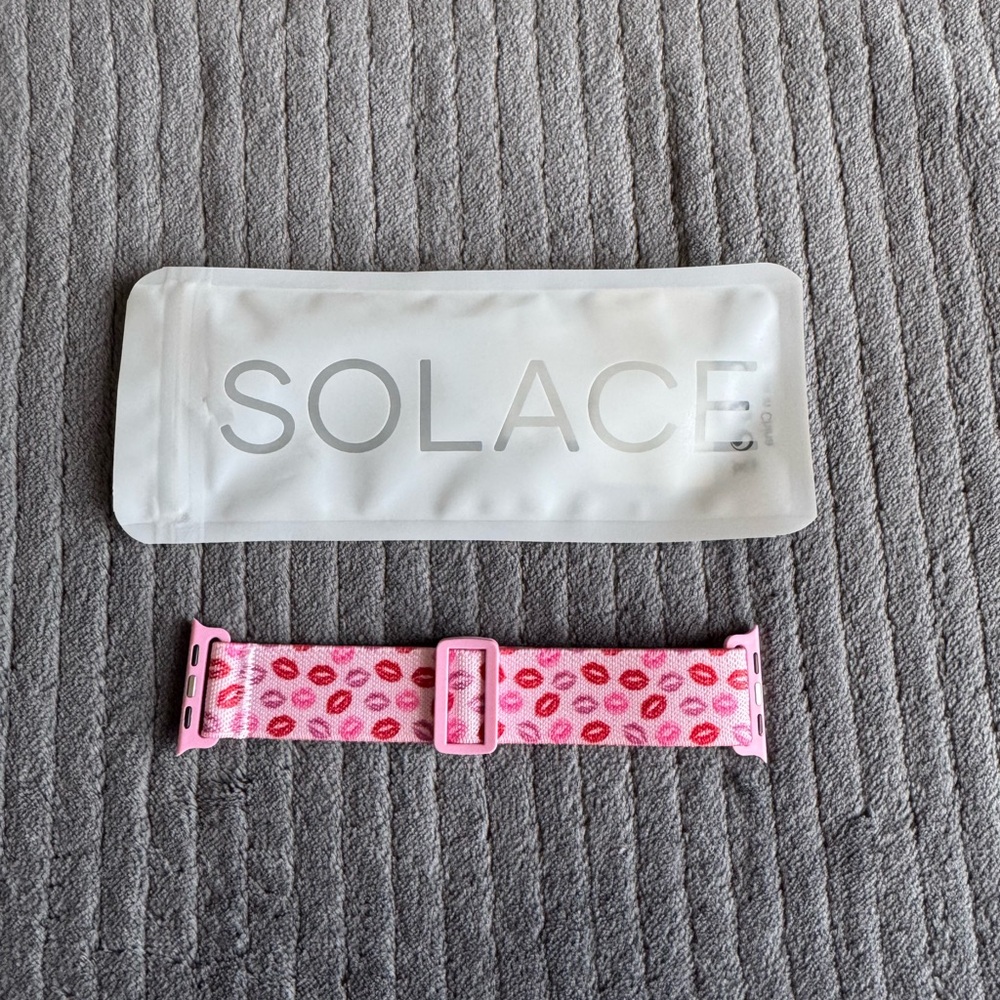 Pink Kiss-Print Apple Watch Band - Adjustable on a Magnetic Clasp - Picture 13 of 15
